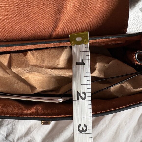 Nicole Miller New York Women's Leather Shoulder Bag Tan Scarf Accent NWT - Picture 12 of 12